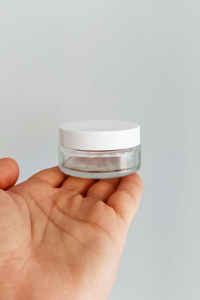 Afracam 50 ml Plastic White Lid Cosmetic Jar 50 Cc Transparent Glass Cream Jar 2 Pieces