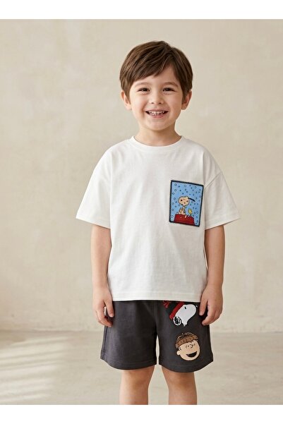 shop طقم تي شيرت بناتي وصبي سنوبي فول سوداني مطبوع من القطن بخصر مطاطي وحزام