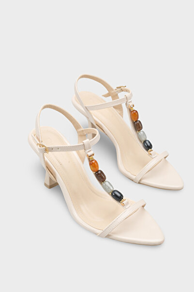 Capone Outfitters Cassy Pointed Toe Stoned Ankle Strap Medium Heeled Women's ...