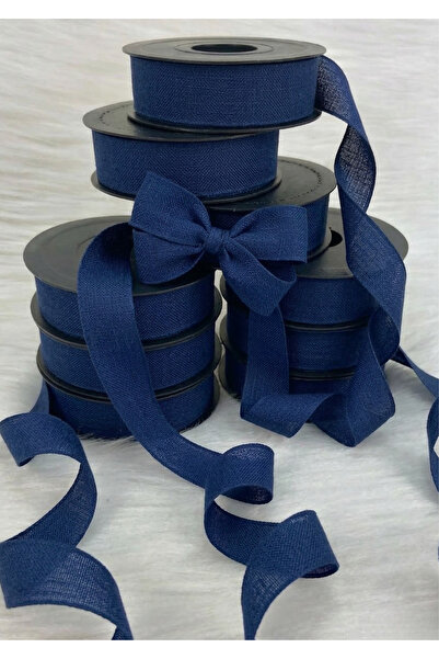 Nazarone شريط كتان 2.5 سم - 20 متر أزرق داكن