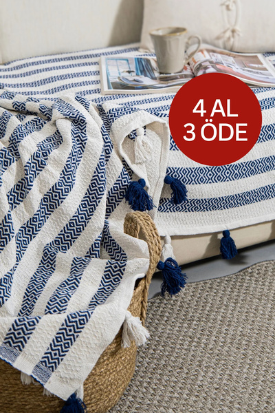 Lux Touch Liva tamnoplava navlaka za sofu sa pomponima - 115 x 200 cm, sofa, ...