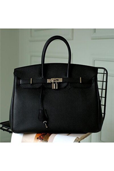 Platin Women's Handbag - Black Leather