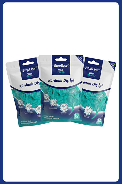 StopEver Well Tooth Kürdanlı Diş Ipi - Nane Ferahlığı - 3x50 Adet