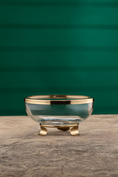 Cornella Διακοσμητικό Γυάλινο Μπολ Χρυσό Μεγάλο