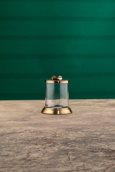 Cornella Line Decorative Glass Jar Gold Small