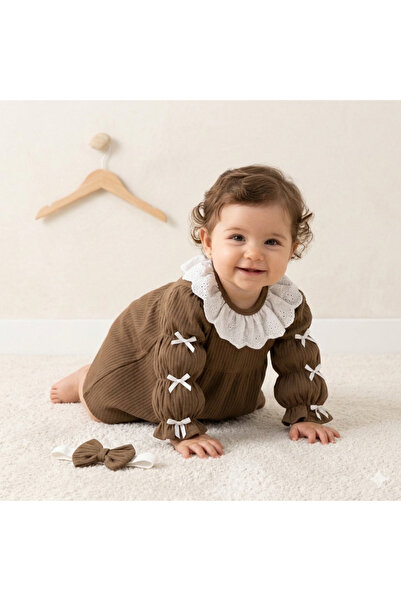 Minim Lace Collared 3-Bow Baby Dress - Holiday - Special Day - Casual