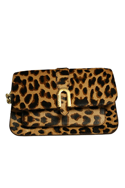 Platin Leopard Leather Women's Shoulder Bag