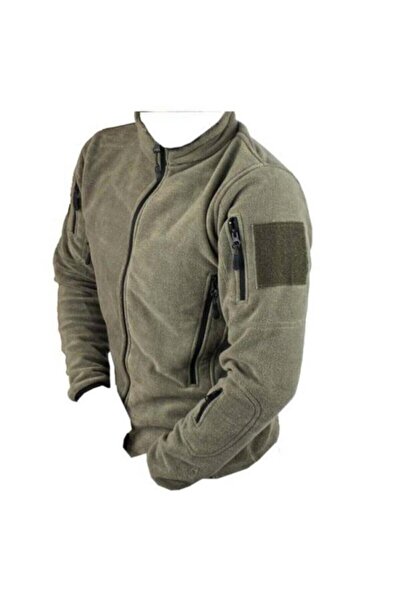 MAG DESIGN Men's Khaki Green Tactical 5 Pocket Fleece Jacket