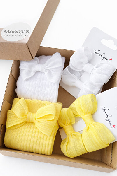 Moonys Socks Collection Kız Bebek ve Çocuk Özel Seri Çorap ve Toka Seti