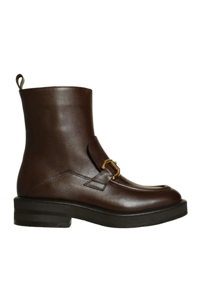 Platin Brown Leather Women's Buckle Boots