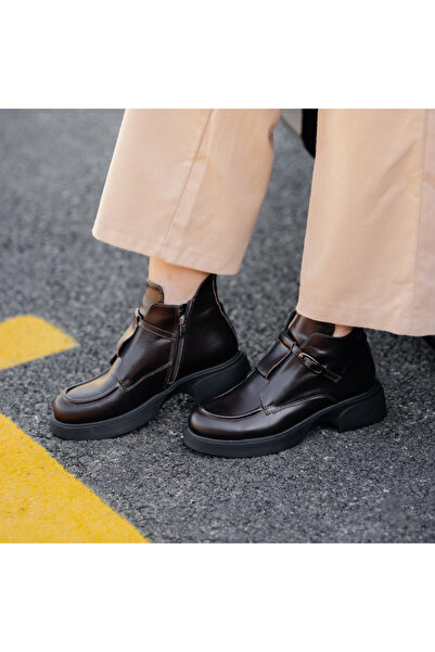 Platin Brown Leather Women's Casual Boots