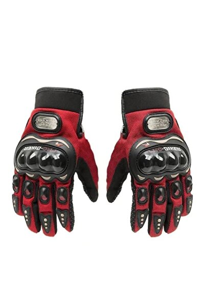 ProBiker Pro Biker Motor - Cycling Gloves Red Protected Elastic Fabric L