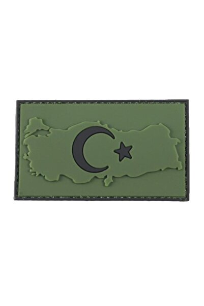 SINGLE SWORD شارة شعار بلاستيكية ثلاثية الأبعاد بتصميم خريطة وعلم تركي كاكي مموه