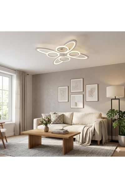 RFAN LED Chandelier, Model R9185/4+4, With Remote Control, 3 Light Types, 128...