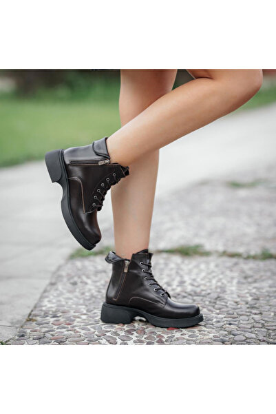 Platin Brown Leather Women's Casual Boots