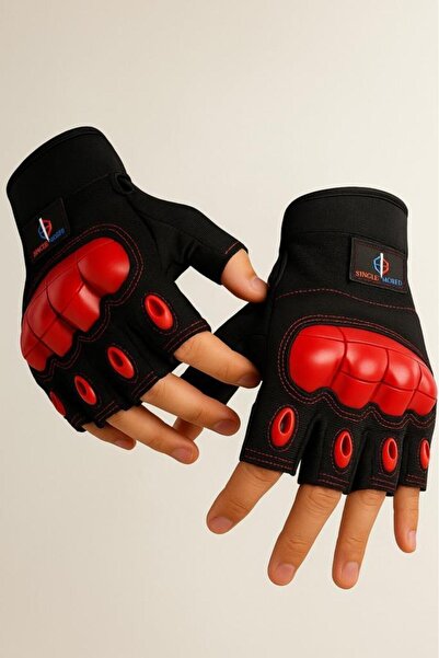 SINGLE SWORD قفازات راكبي الدراجات الهوائية والدراجات النارية بحماية نصف إصبع...