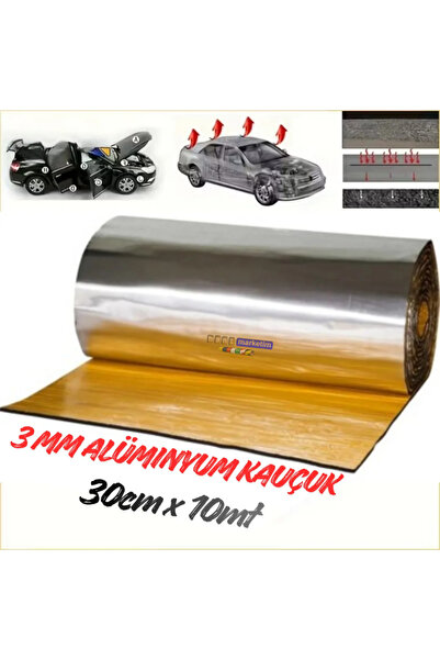 SLCMARKETİM Araç Oto Ses Isı Yalıtım Bandı 3mm x 30cmx10metre Alüminyum Folyo...