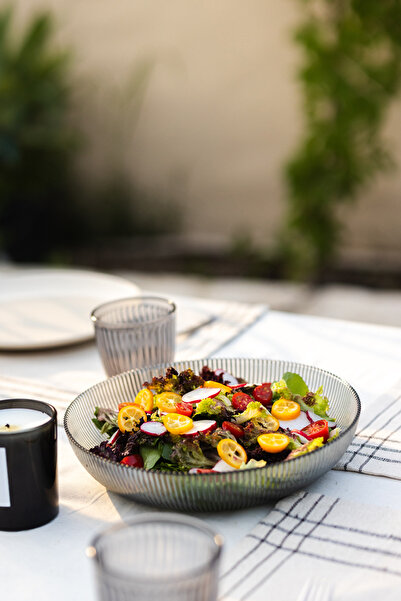 Rakle طقم سلطانيات زجاجية رائعة مكونة من قطعتين مدخنة 25 سم - 30 سم