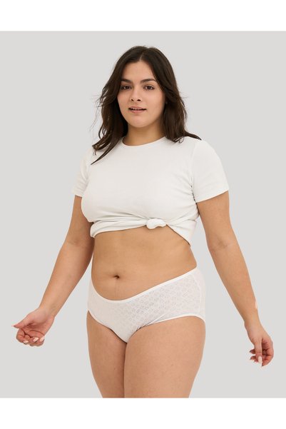 ALYA UNDERWEAR 100% Cotton Fabric, Large Size High Waist Heart Patterned Ribbed Jacquard Women's Panties, Pack of 5