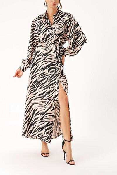 SOCIETA Zebra Desen Bol kesim gömlek elbise 94356