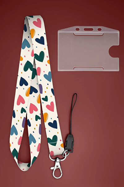 Apptakı Kalp Boyun İpi Boyun Askı İpi Boyun Askısı ve Kartlık - ASS0012