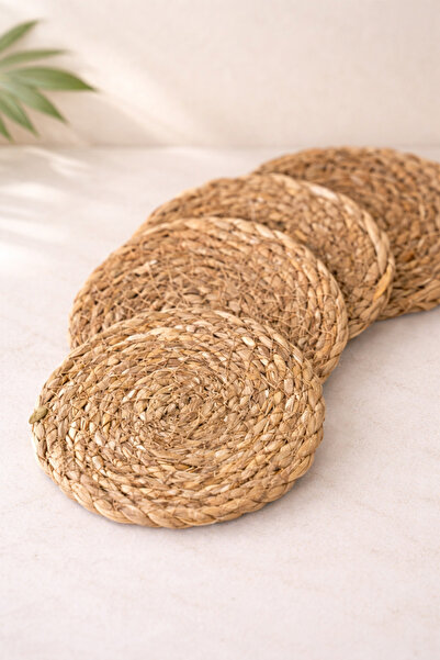 KaiHome Naturel Hasır 6lı Bardak Altlığı