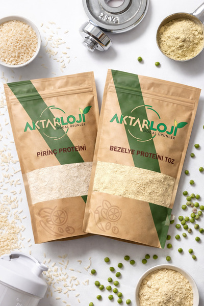 aktarloji 500 Gr Bitkisel Protein Seti ( 250 Gr Bezelye Proteini + 250 Gr Pir...