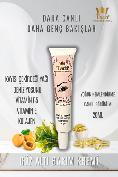 tach Göz Altı Bakım Kremi - VitaminB5 Vitamin E, Deniz Yosunu, Kolajen Gözalt...