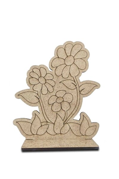 Tuvalia Vazo Ahşap Oyuncak Aktivite Yaz Ahşap Boyama Boyanabilir Çiçek 5 Adet