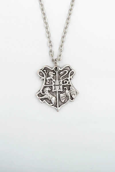 ıdr Harry Potter Hogwarts Sembol Gümüş Kaplama Düz Zincir Kolye