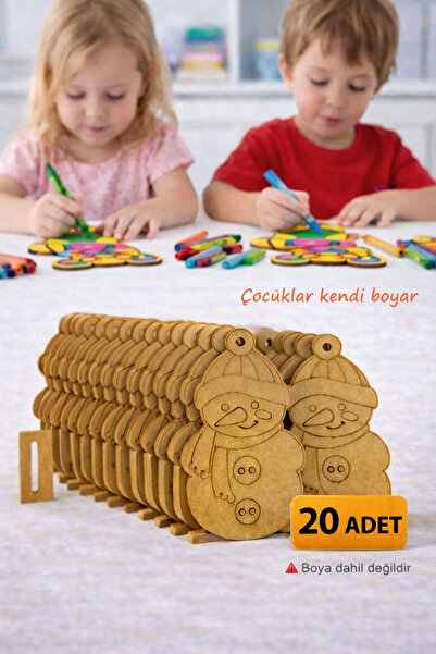 Tuvalia Kardan Adam 20'li MDF Ahşap Boyama Seti – Çocuk Eğitim Montessori Hob...