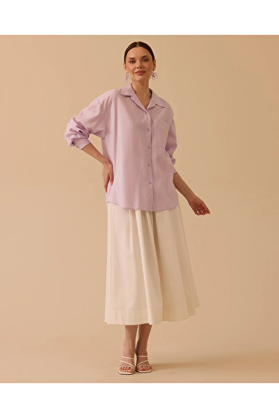 SEÇİL Oversize Basic Keten Gömlek