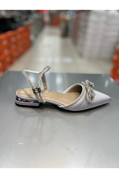 Hacıoğlu Ayakkabı Balerini eleganti de damă cu fundă din satin și piatră de r...