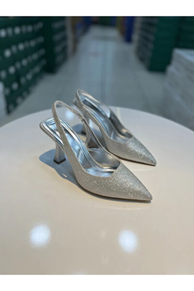 Alphus حذاء نسائي بكعب عالٍ مفتوح من الخلف من مادة سيراس اللامعة