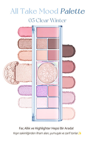 PERIPERA Çok Fonksiyonlu Makyaj Paleti All Take Mood Like Palette (05 Clear W...