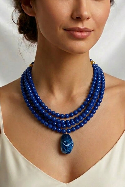 PETEK AKSESUAR قلادة أكريليك من الخرز - تصميم متعدد الألوان