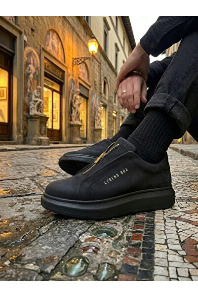 BOA BA0310 BOA Pantofi pentru bărbați, negri, negri, cu fermoar, cu talpă înaltă