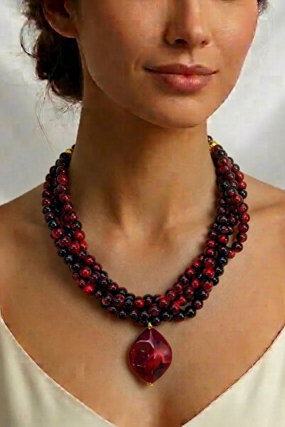 PETEK AKSESUAR Çoklu Alaçatı Boncuk Akrilik Kolye