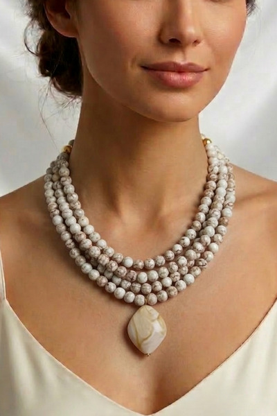 PETEK AKSESUAR Çoklu Alaçatı Boncuk Akrilik Kolye