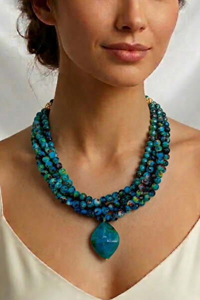 PETEK AKSESUAR قلادة أكريليك من الخرز - تصميم متعدد الألوان