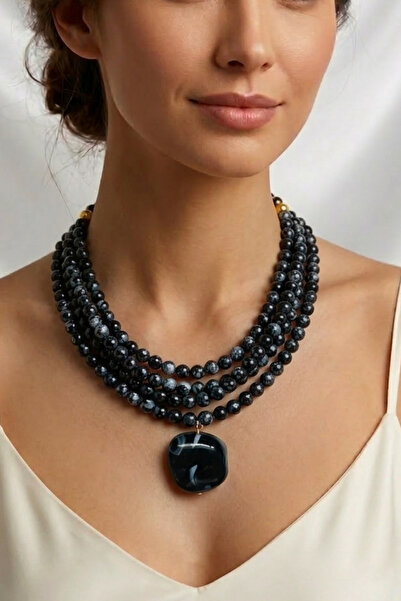 PETEK AKSESUAR ÇOKLU ALAÇATI BONCUK AKRİLİK KOLYE