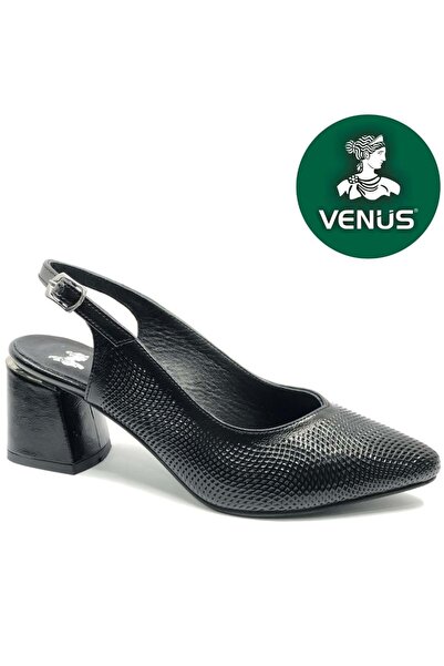 Venüs Ugrap Genuine Leather Heeled Women's Classic Shoes Black