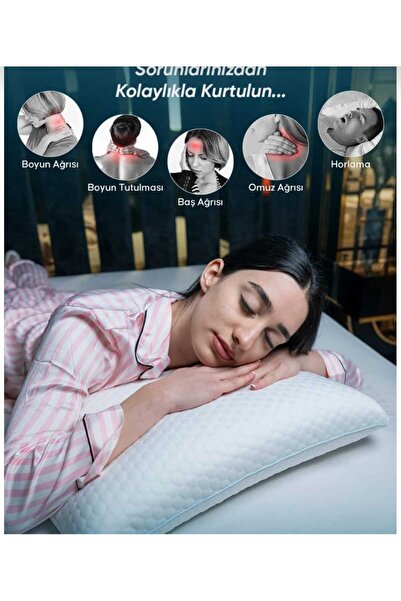 CETEKS KUMAŞ Ortopedik Visco Tombul Yastık 40x60x15 Medical Memory Foam Boyun...