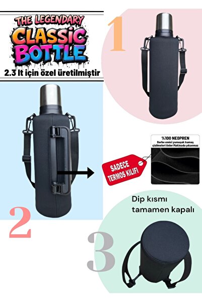 MELA Klasik 2,3 lt Neopren Askılı Termos Kılıfı