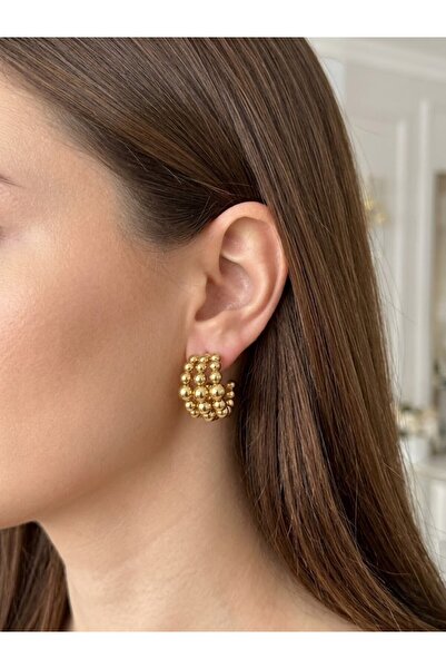 aurora dükkan أقراط دائرية من الذهب الصلب