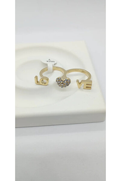 ndjewelry خاتم الحب الثنائي باللون الذهبي