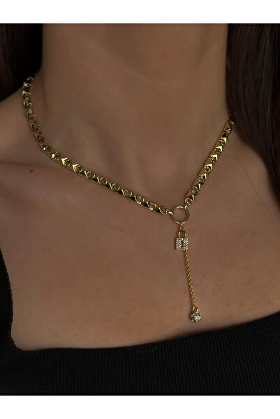 Luseda VIP Gold Kilit & Top Uçlu Ayarlanabilir 40+5 cm Kadın Kolye