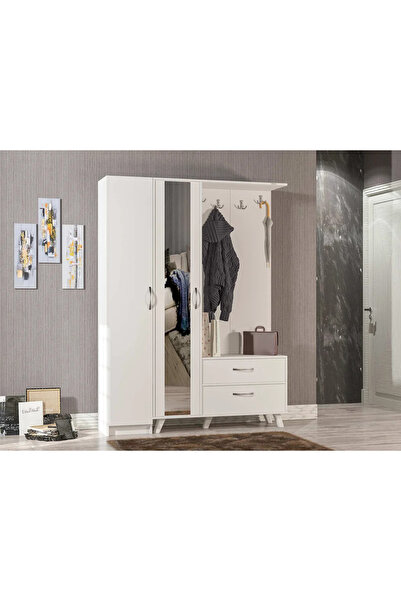 Abre vm-34342 BEYAZ VESTİYER PORTMANTO AYAKKABILIK