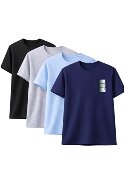 CLAYES Unisex supradimensionat tricou RUN cu imprimeu – Pachet de 4 Negru, Gr...