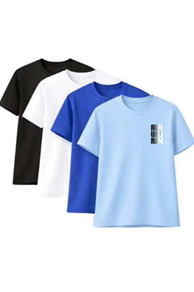 CLAYES Unisex Oversized T-Shirt Run Printed – Pack of 4 Black, White, Cobalt ...